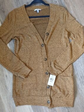 Moa Moa Heathered Camel/Tan Button-Front Long Cardigan